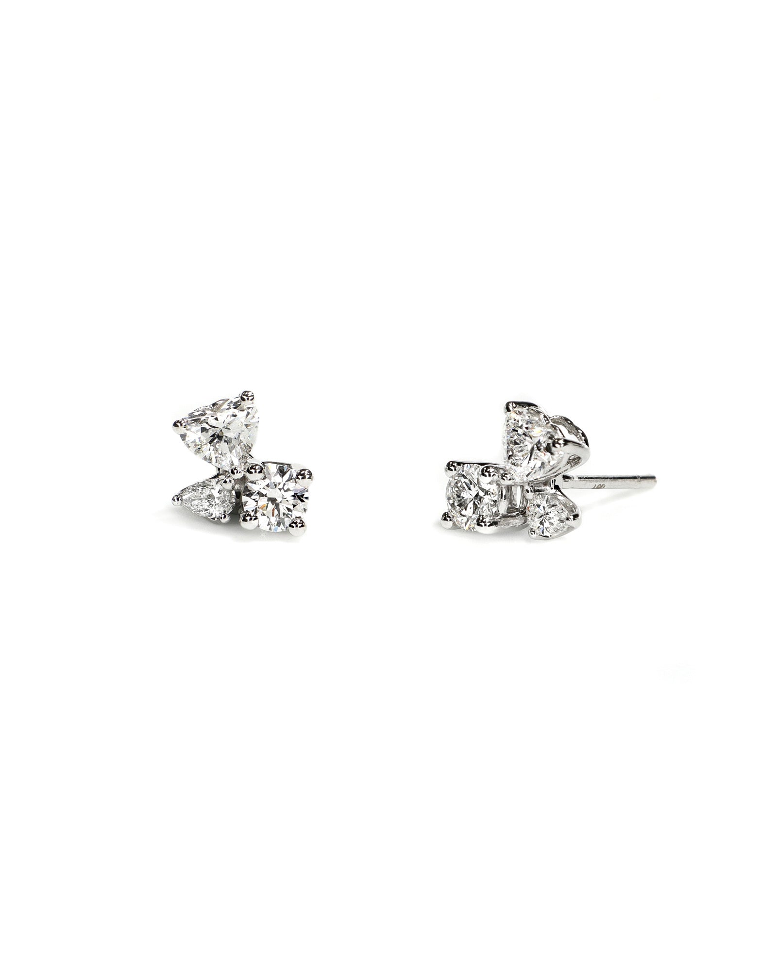 3-Stone Lab Diamond Stud Earrings