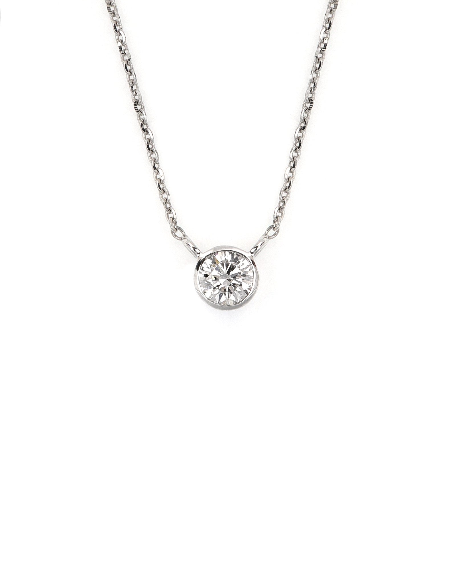 14kw Adjustable Lab Diamond Bezel Necklace