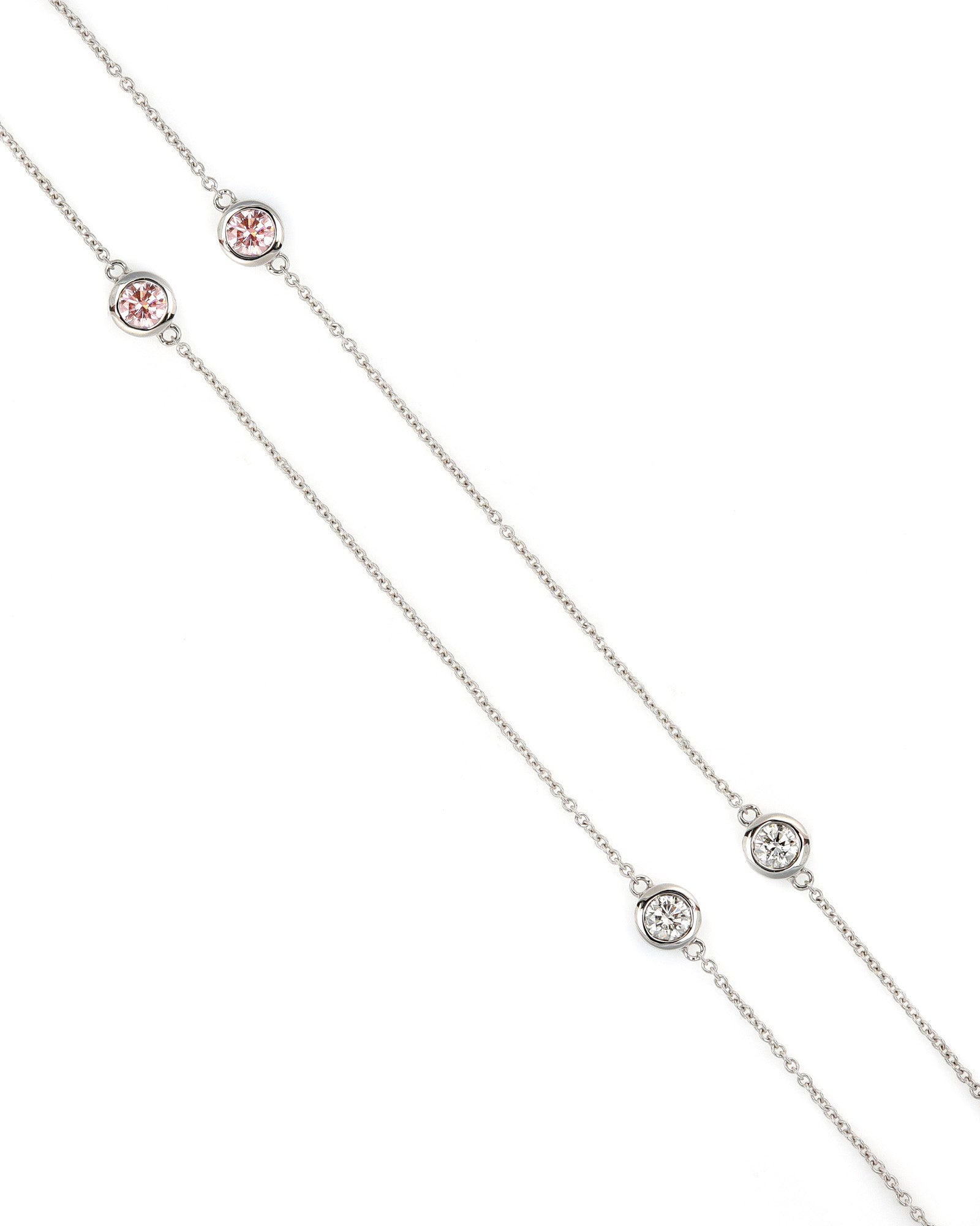 Pink and White Lab Diamond Station Necklace