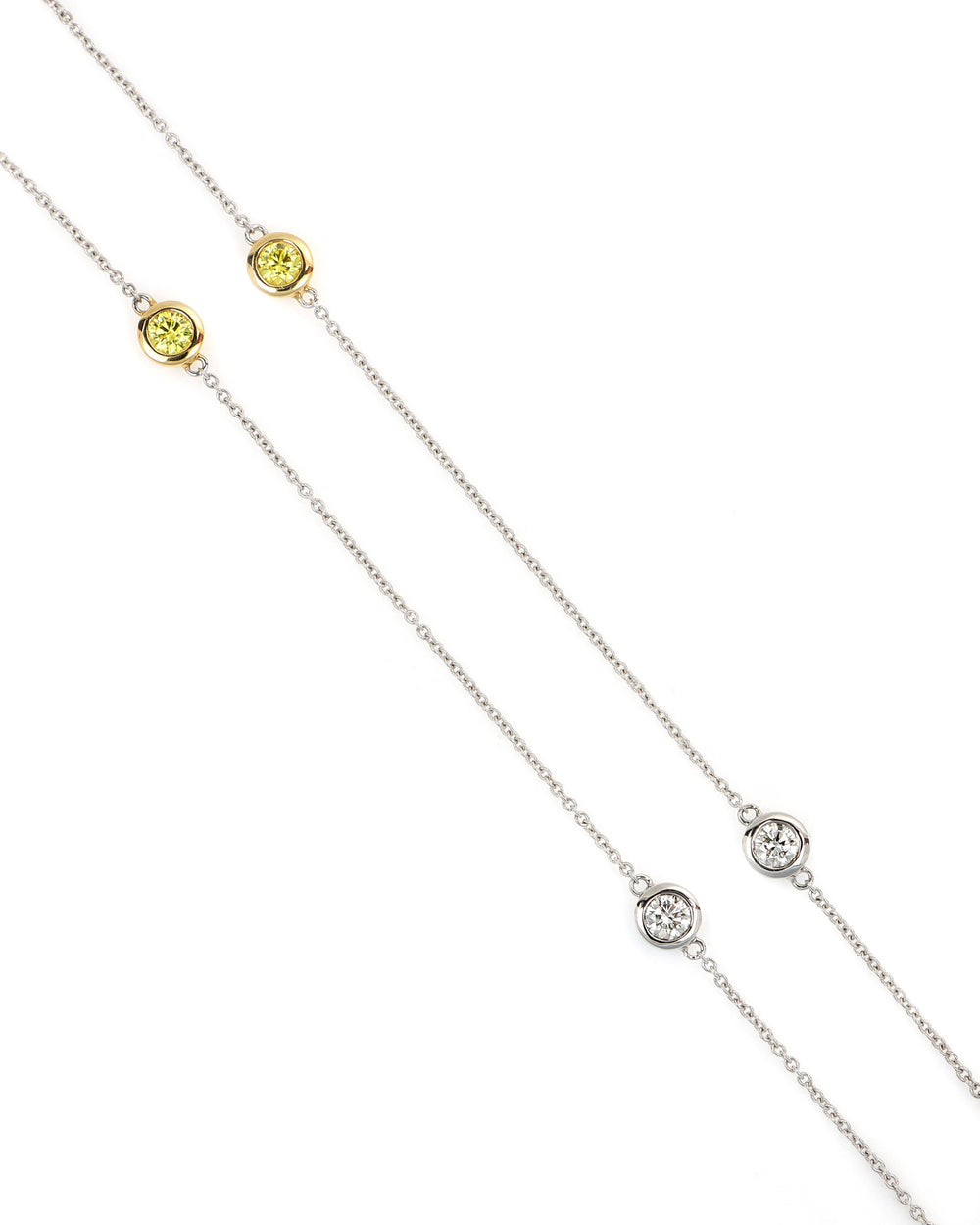 Two Tone Yellow and White Lab Diamond Station Necklace