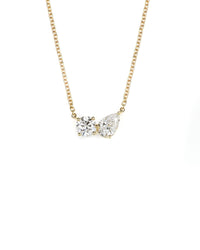 14ky Toi et Moi Lab Diamond Adjustable Necklace