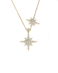 14ky Two Star Lab Diamond Necklace