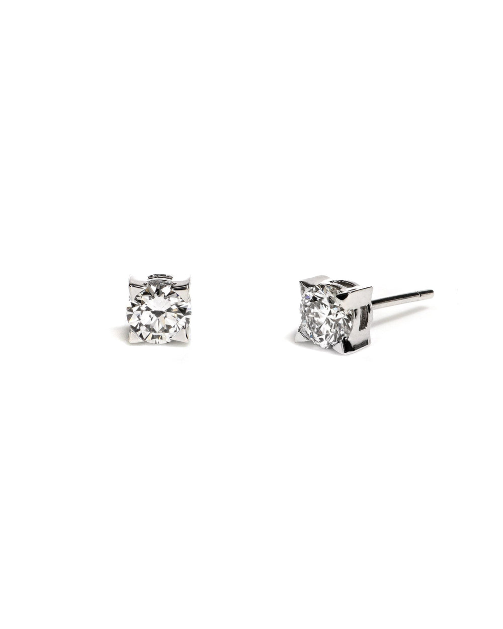 14kw Lab Diamond Pointed Prong Stud Earrings