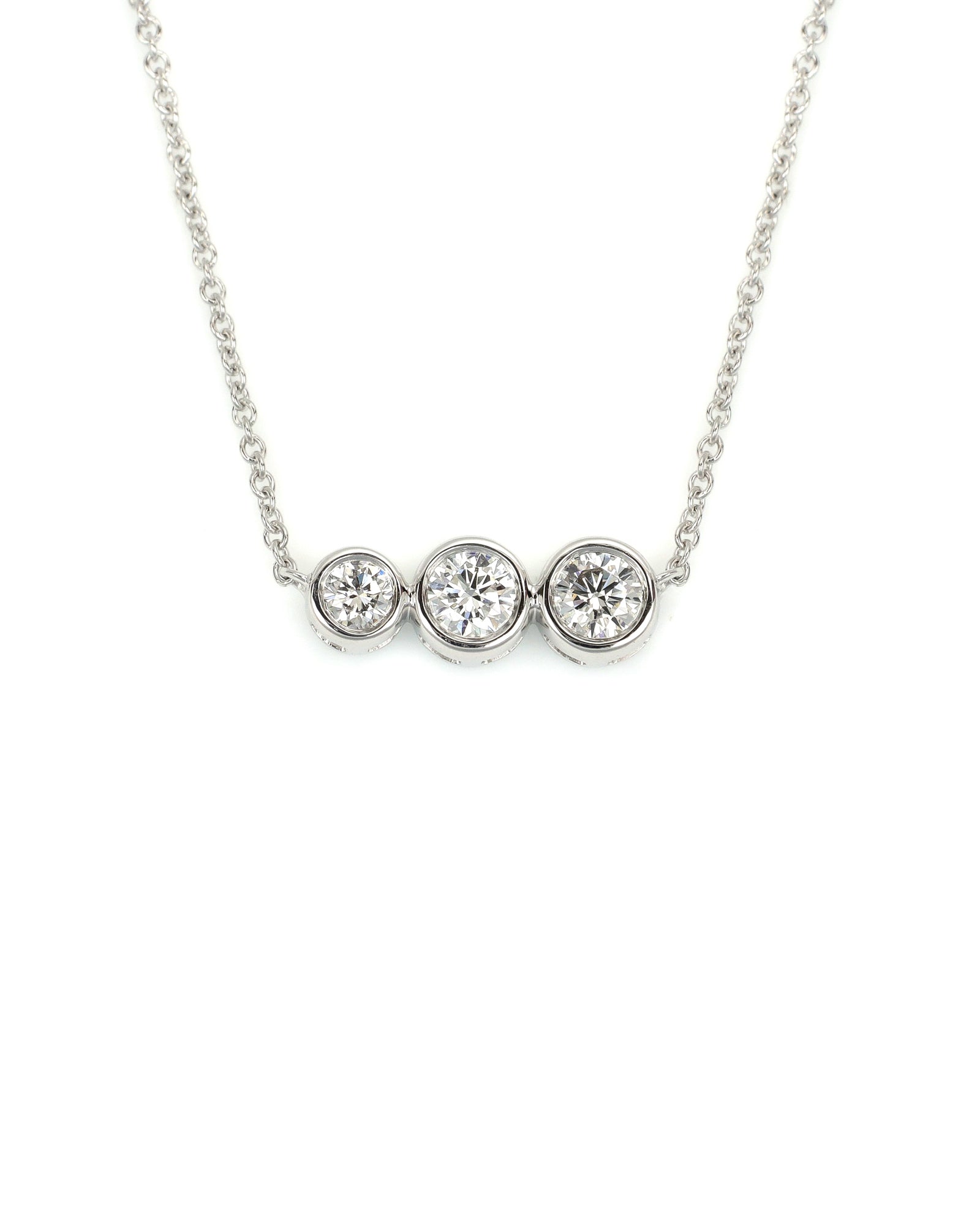 14kw Three-Stone Lab Diamond Bezel Pendant