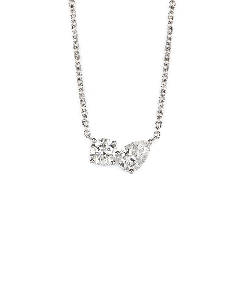 14kw Toi et Moi Lab Diamond Adjustable Necklace