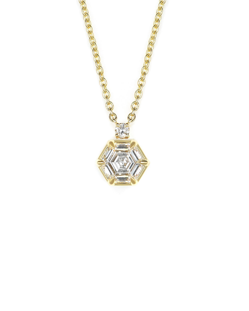 Hexagon and Round Lab Diamond Necklace