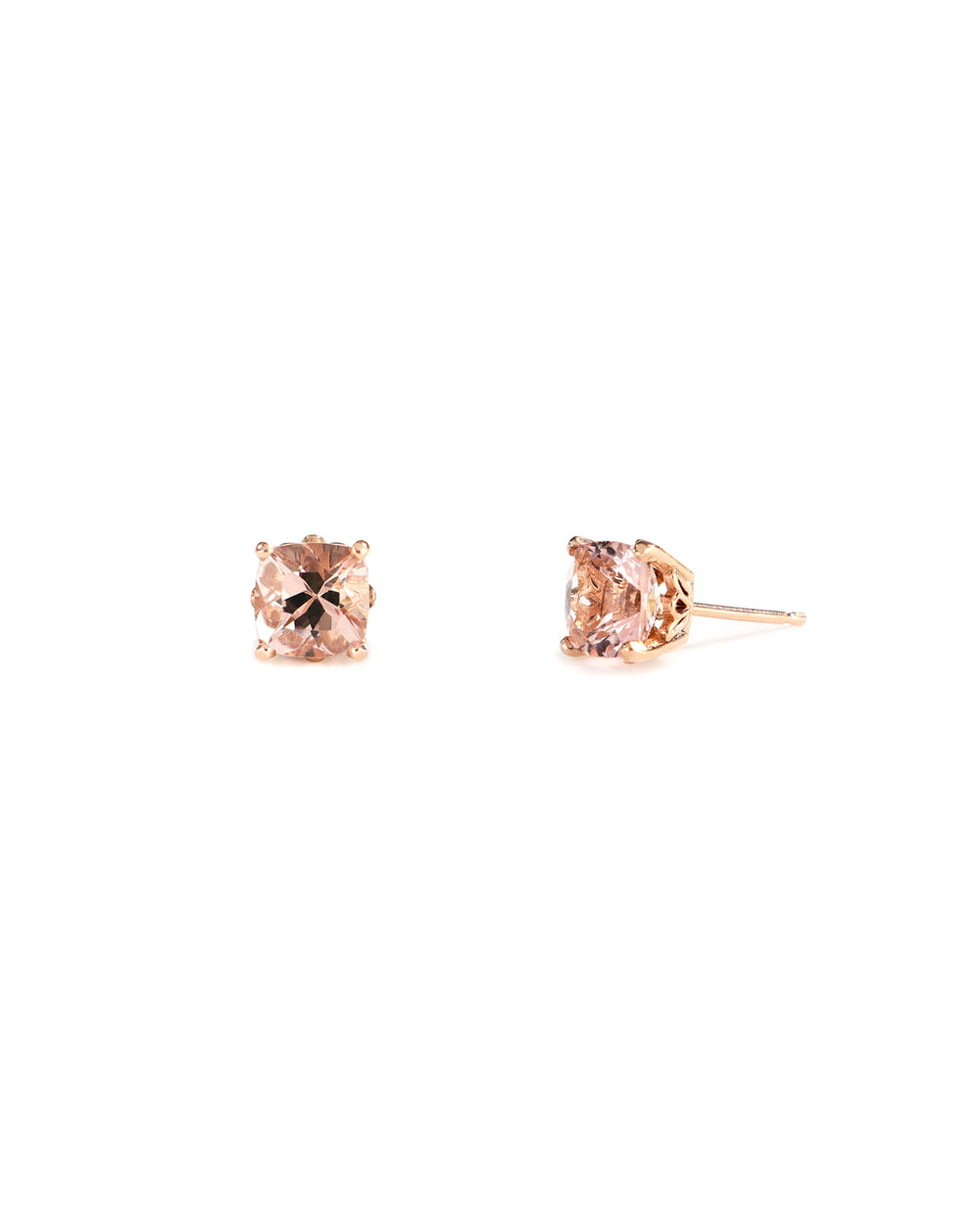 14kr 6mm Princess Morganite Studs