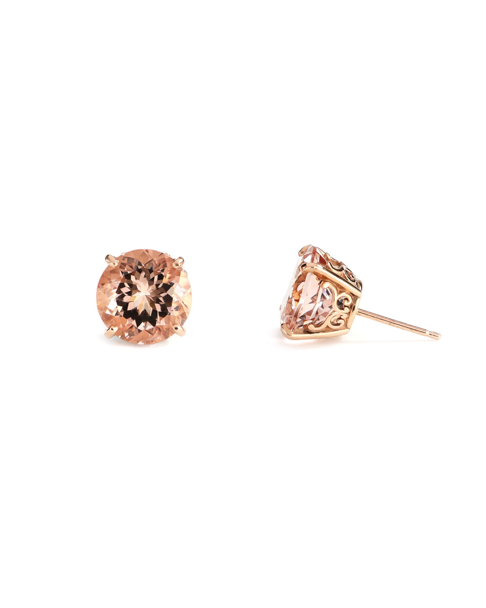 14kr 10mm Morganite Studs