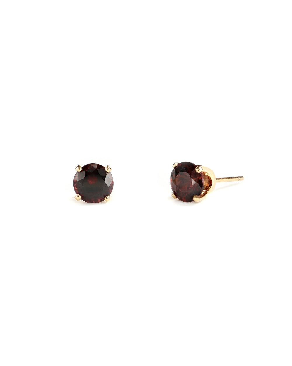 Round Red Zircon Stud Earrings
