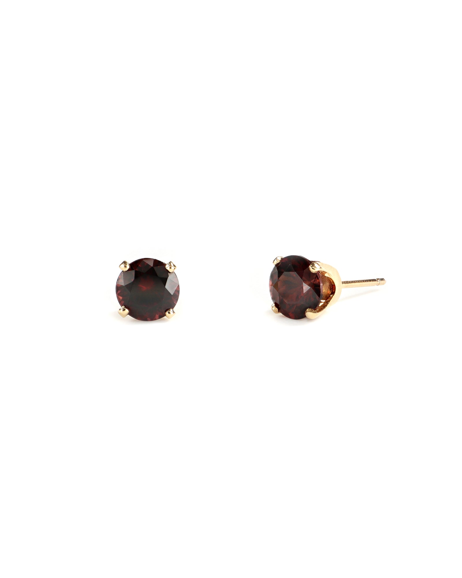 Round Red Zircon Stud Earrings