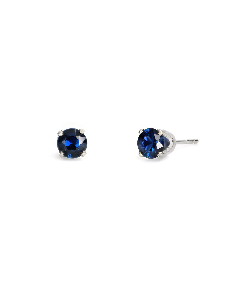 Round Blue Sapphire Stud Earrings