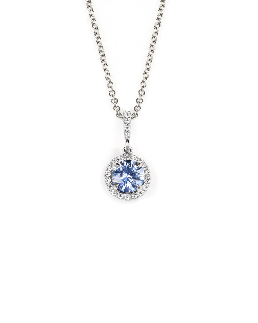 Sapphire and Diamond Halo Pendant