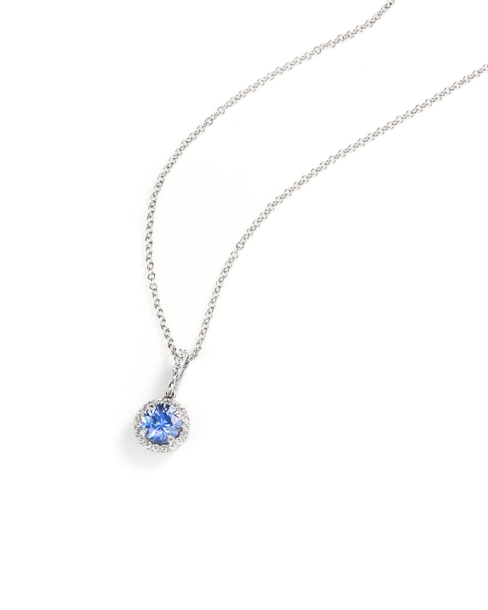Sapphire and Diamond Halo Pendant
