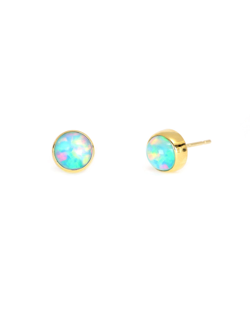 Round Opal Stud Earrings