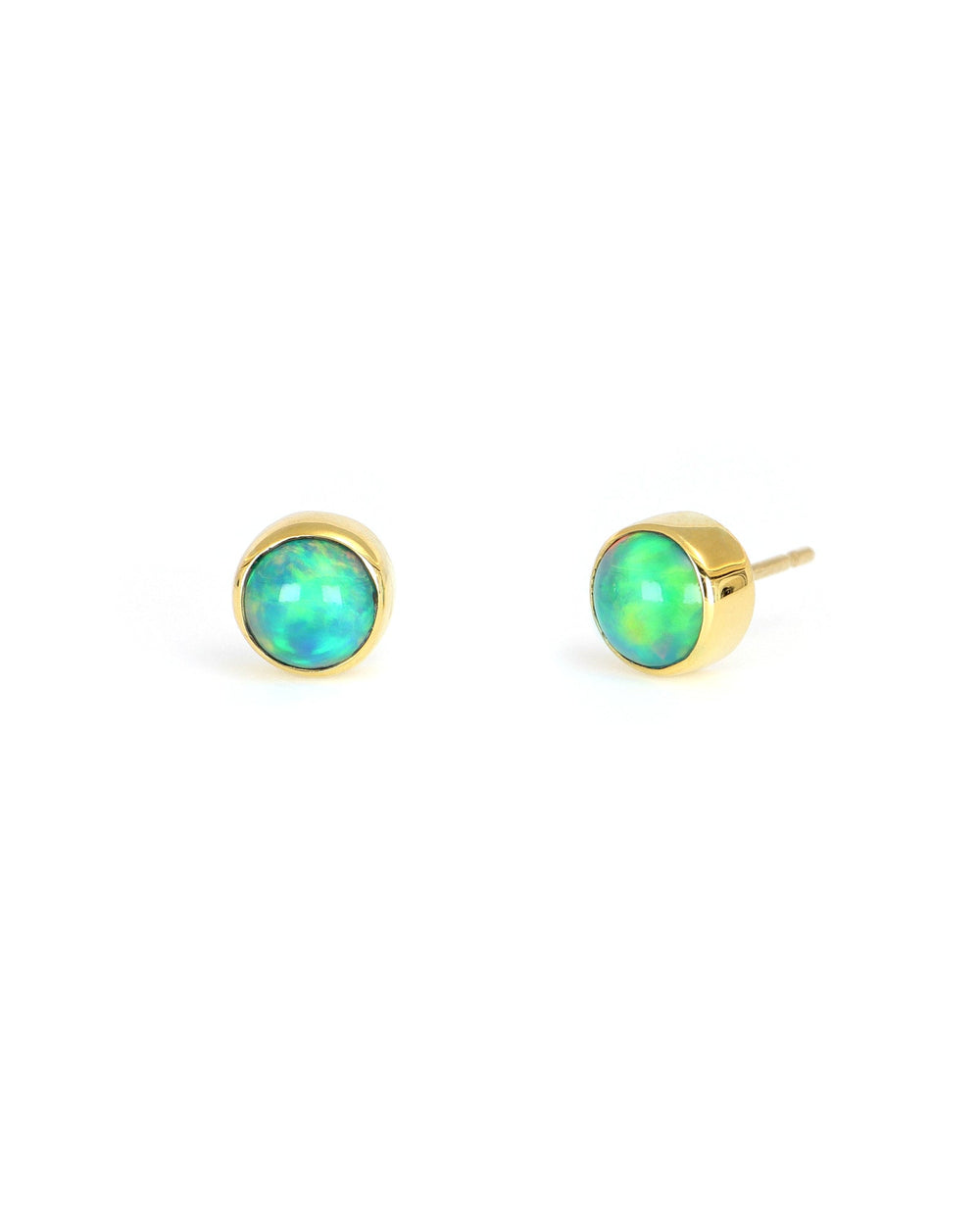 Round Opal Stud Earrings