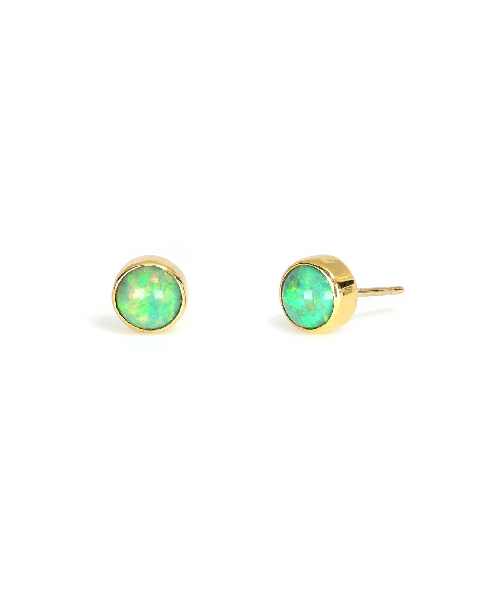 Round Opal Stud Earrings