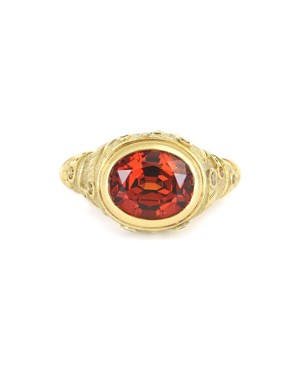 Sea Grass Spessartite Garnet Ring