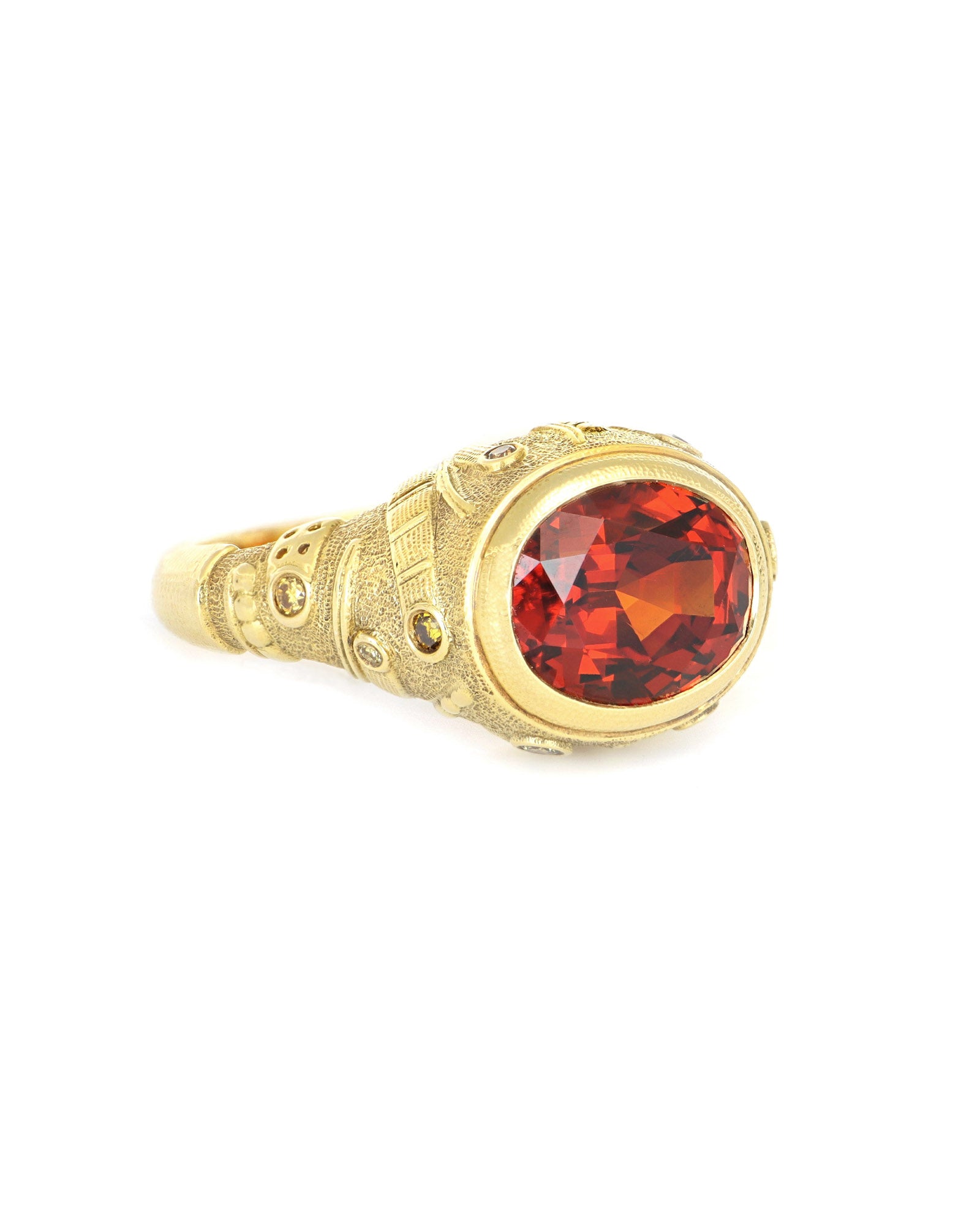 Sea Grass Spessartite Garnet Ring