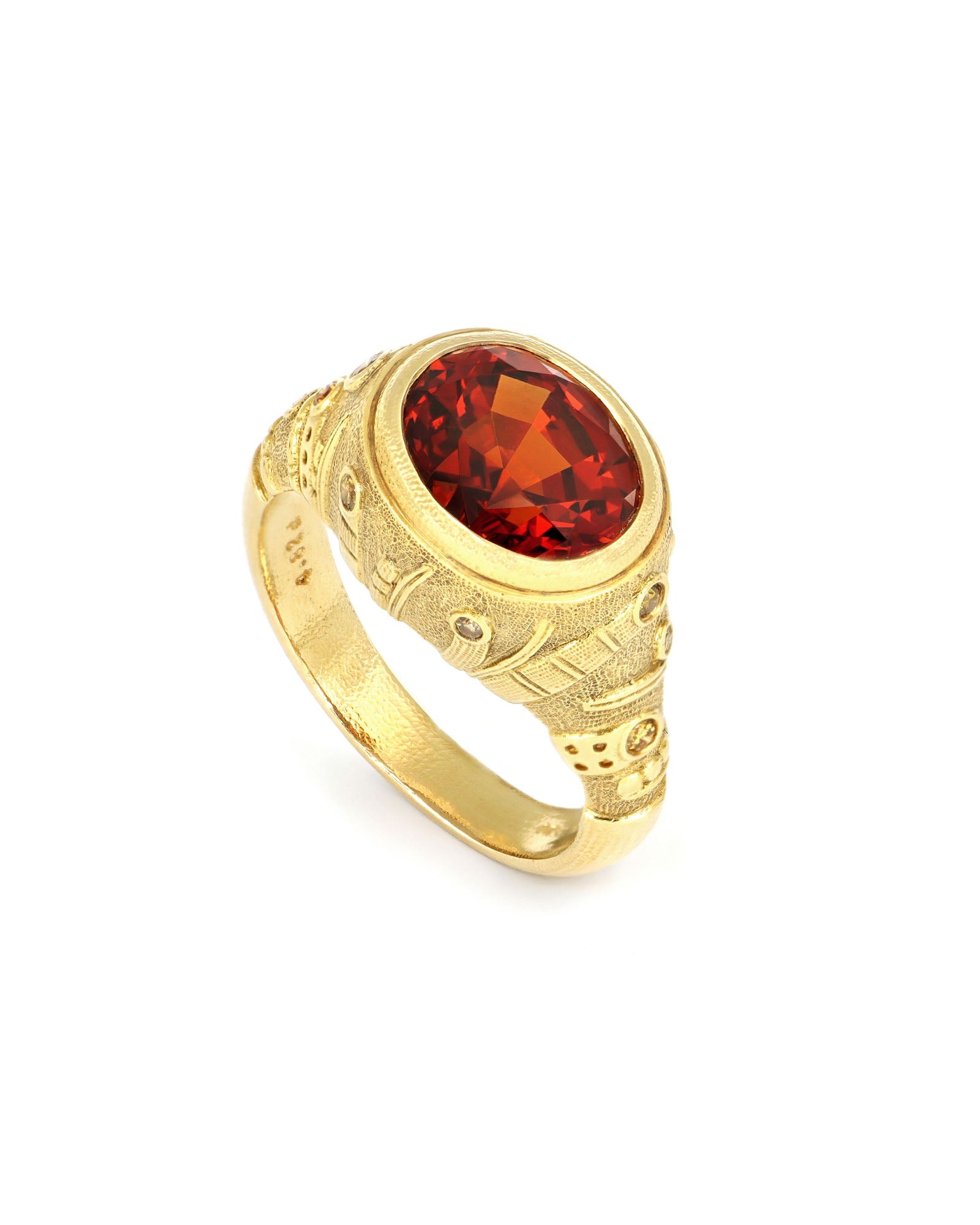 Sea Grass Spessartite Garnet Ring