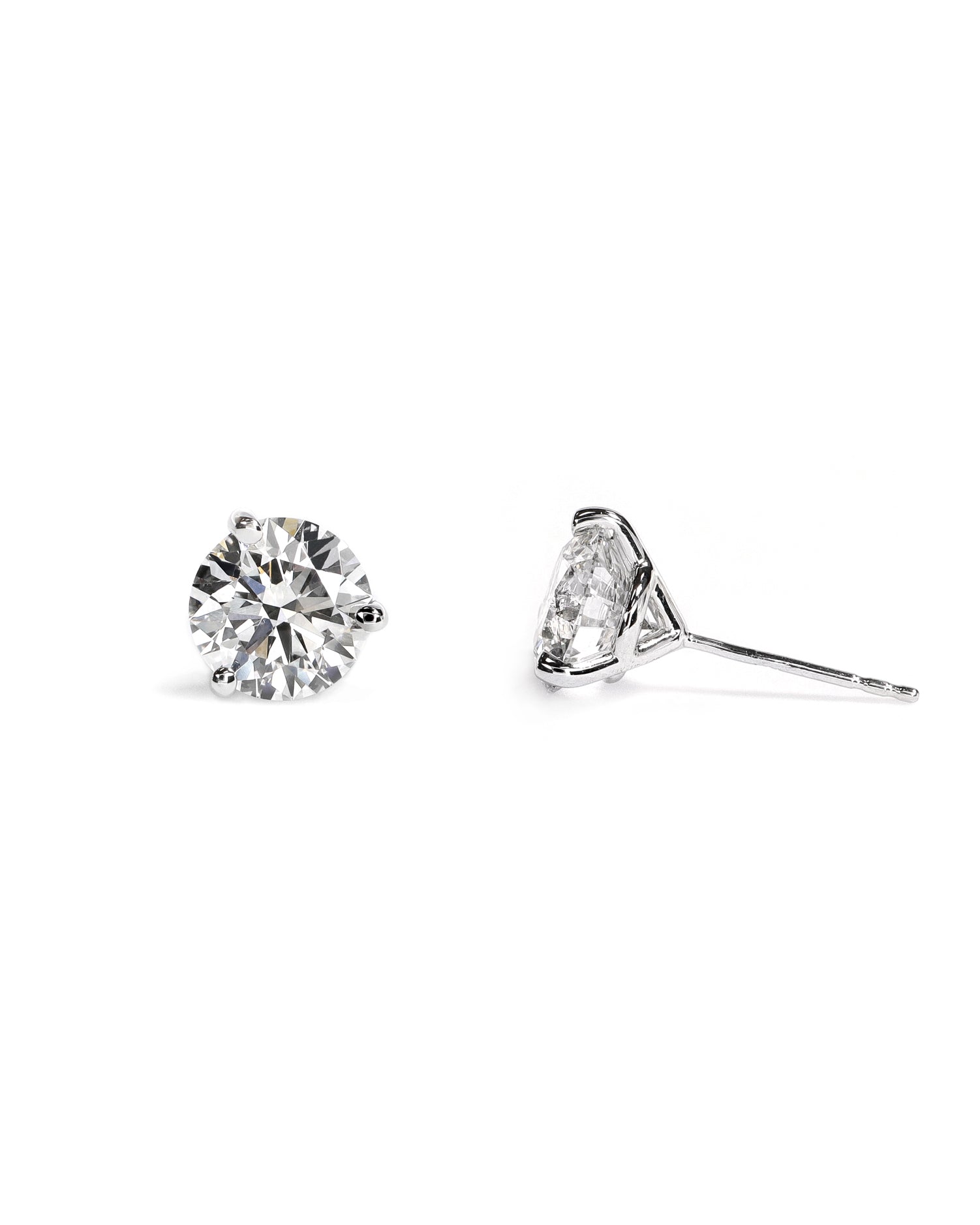 14kw 4.05ctw Certified Lab Diamond Stud Earrings