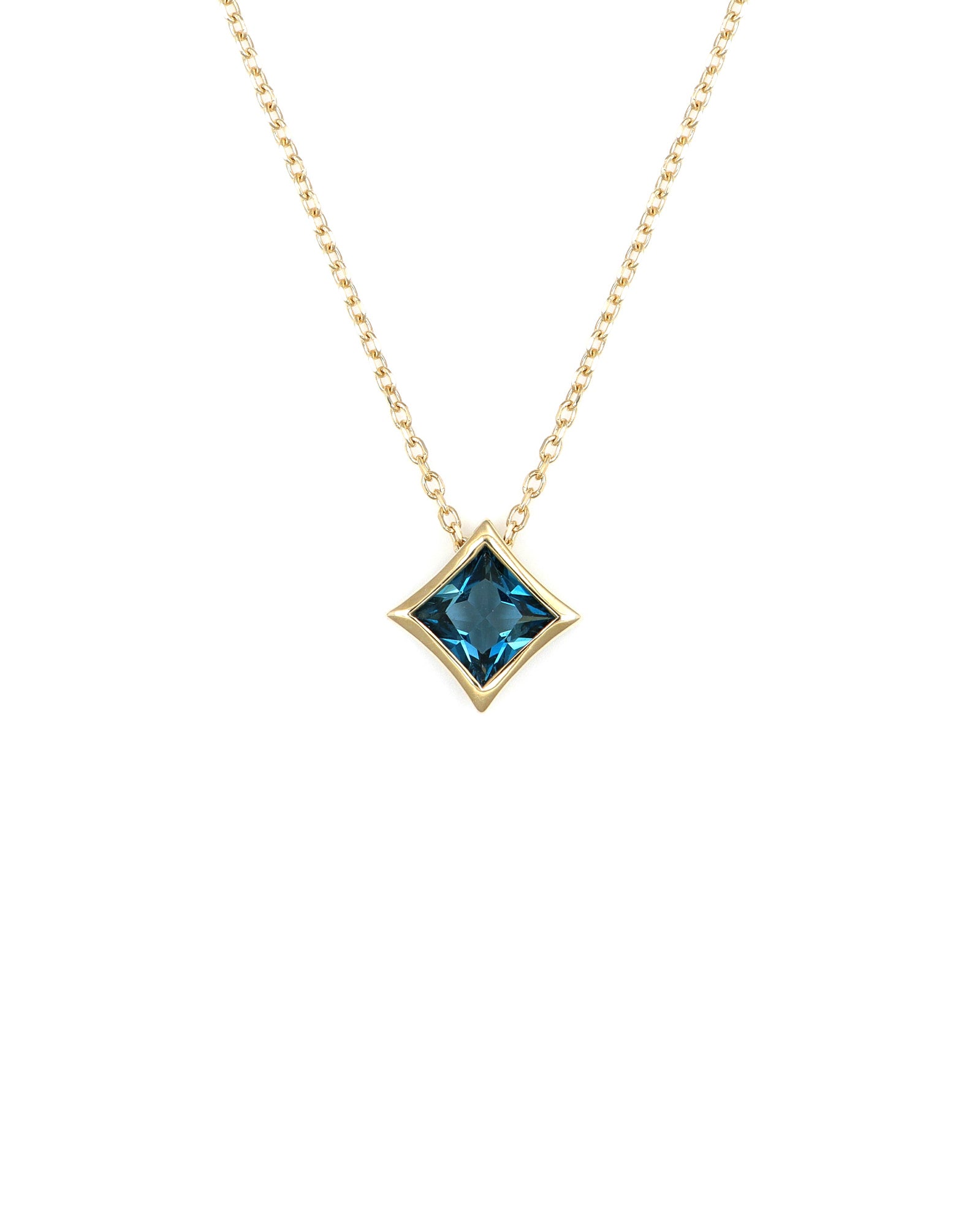 Princess Cut Blue Topaz Pendant