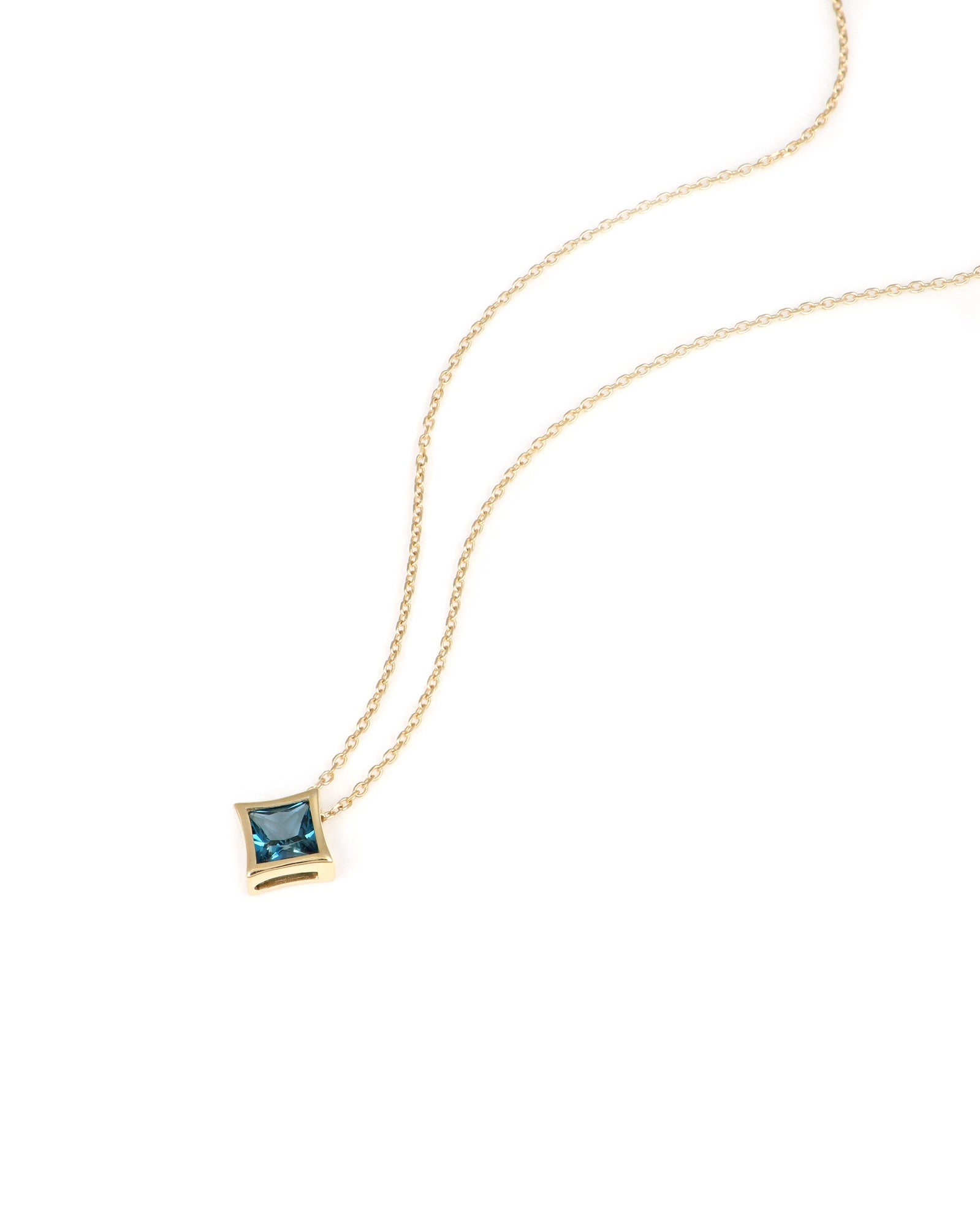 Princess Cut Blue Topaz Pendant