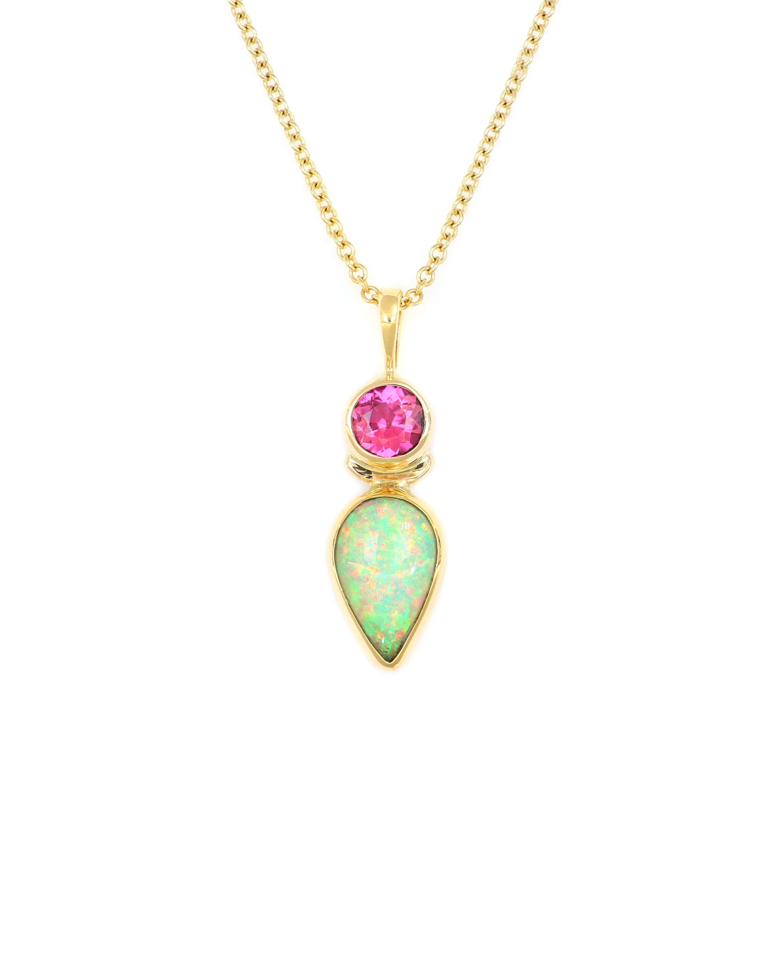 Pink Tourmaline and Opal Pendant