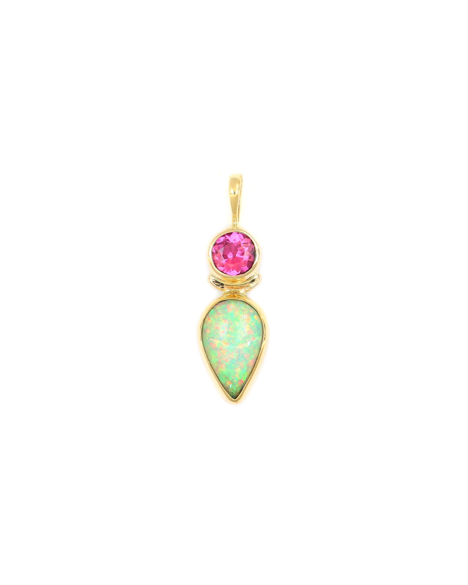 Pink Tourmaline and Opal Pendant