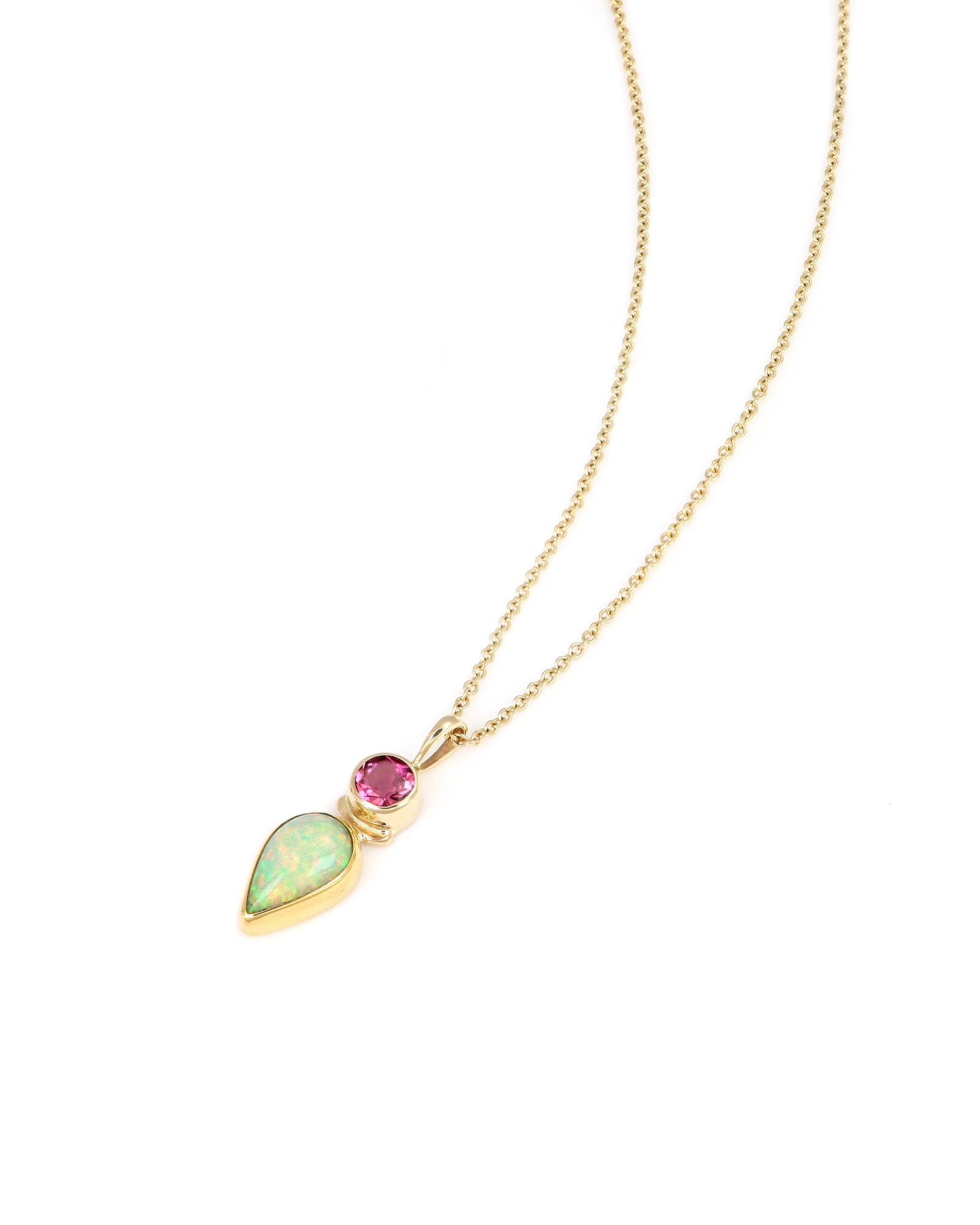 Pink Tourmaline and Opal Pendant