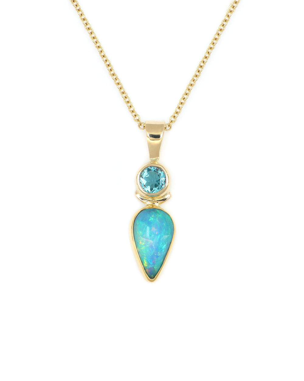 Blue Topaz and Opal Pendant