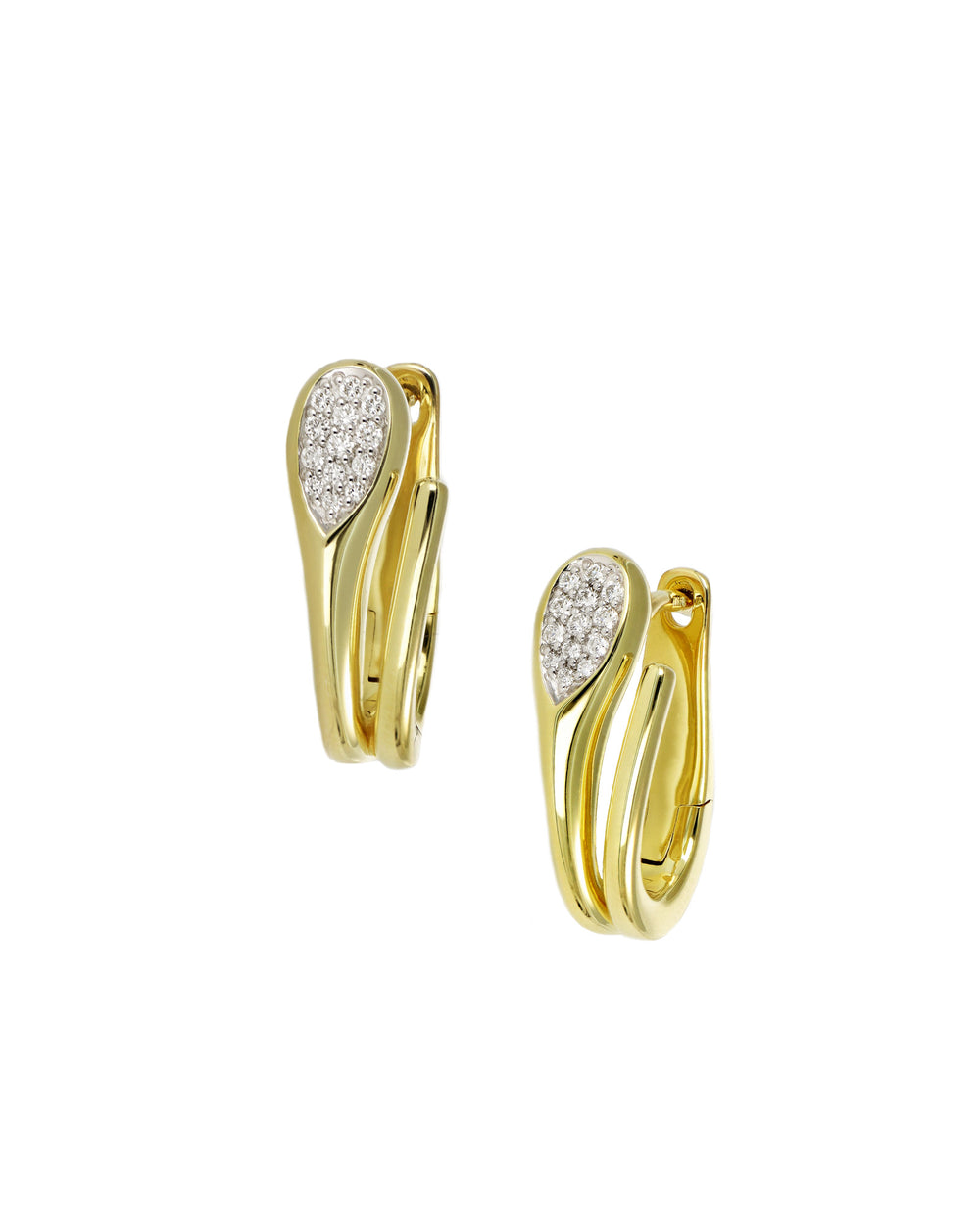 Pave Diamond Bypass Huggie Earrings