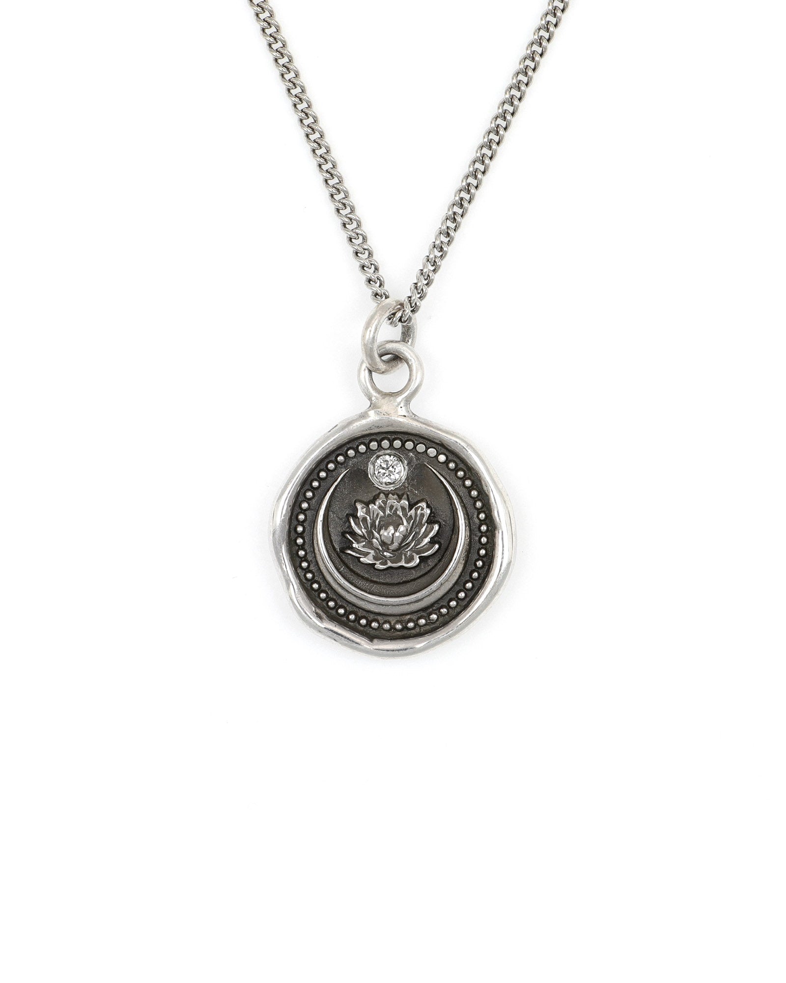Lotus Flower Diamond Talisman Necklace