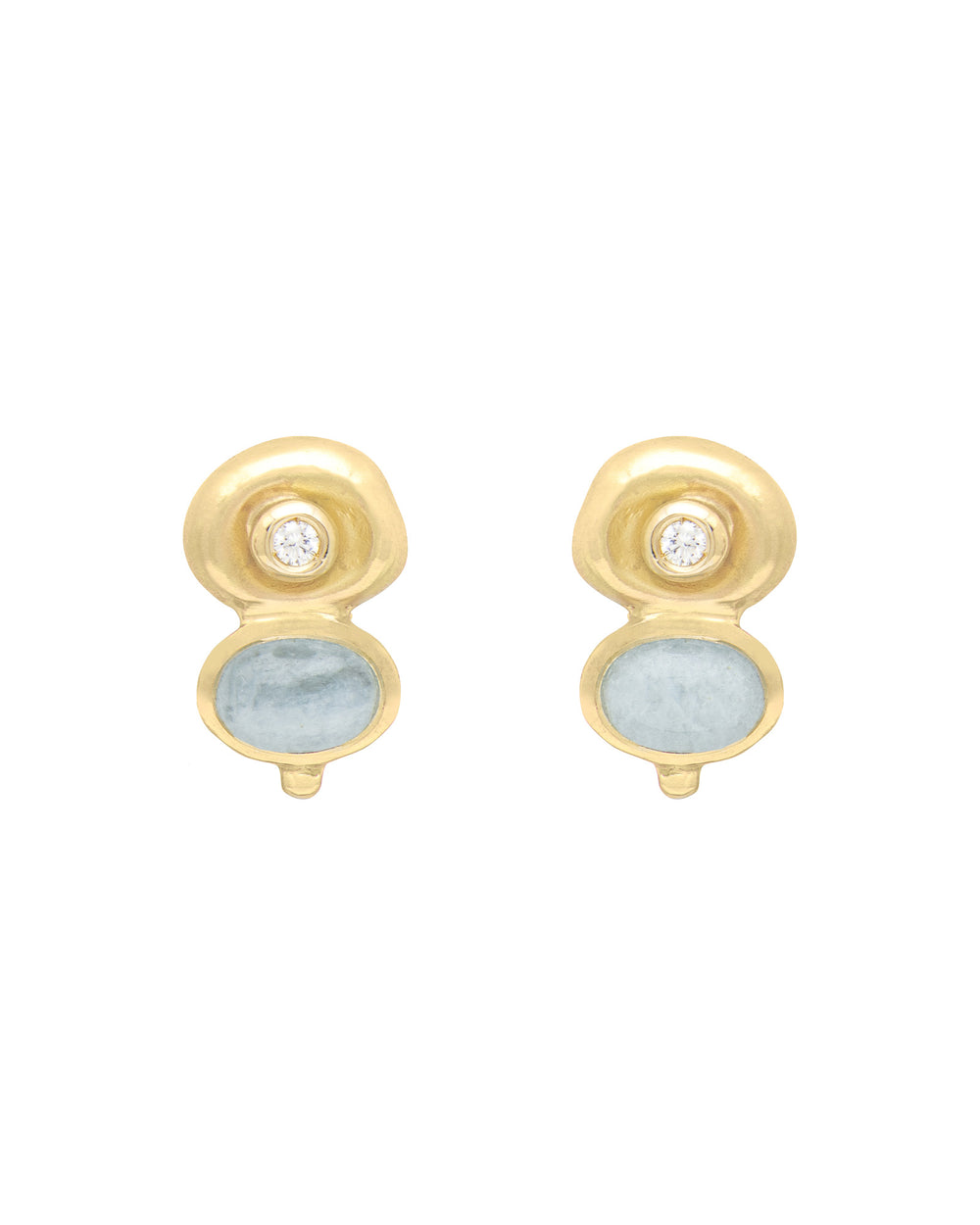 Aqua and Diamond Pebble Earrings