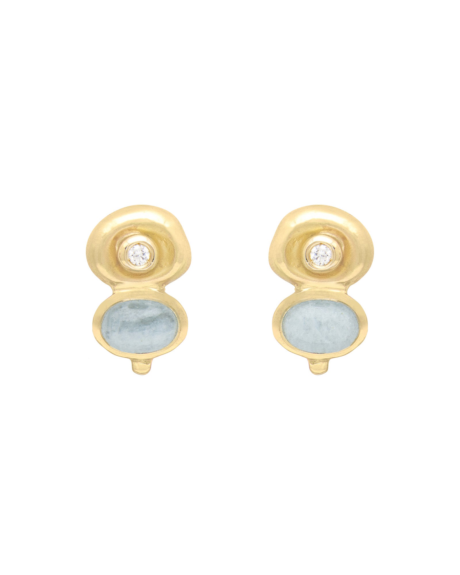 Aqua and Diamond Pebble Earrings