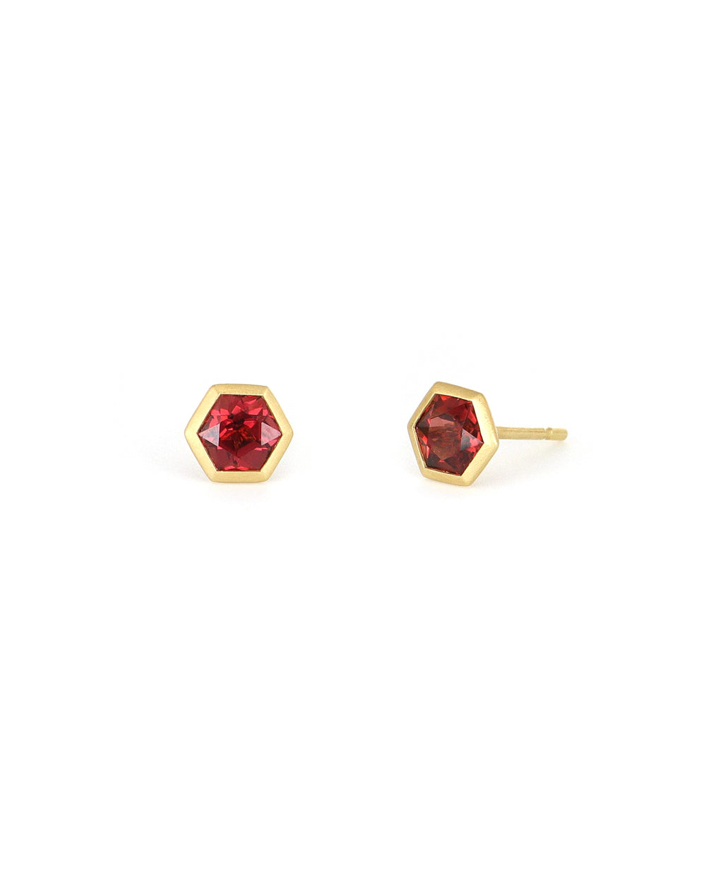 Hexagon Garnet Earrings