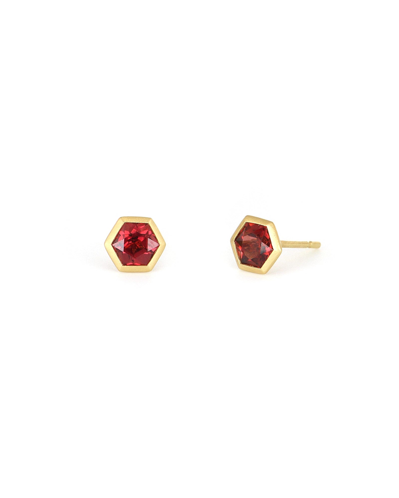 Hexagon Garnet Earrings