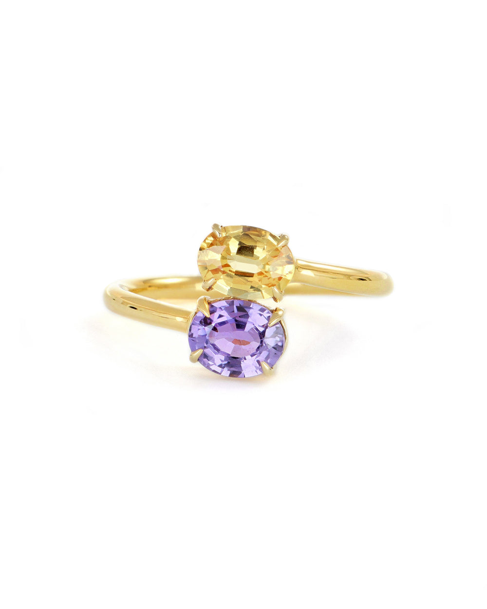 Purple and Yellow Sapphire Toi et Moi Ring