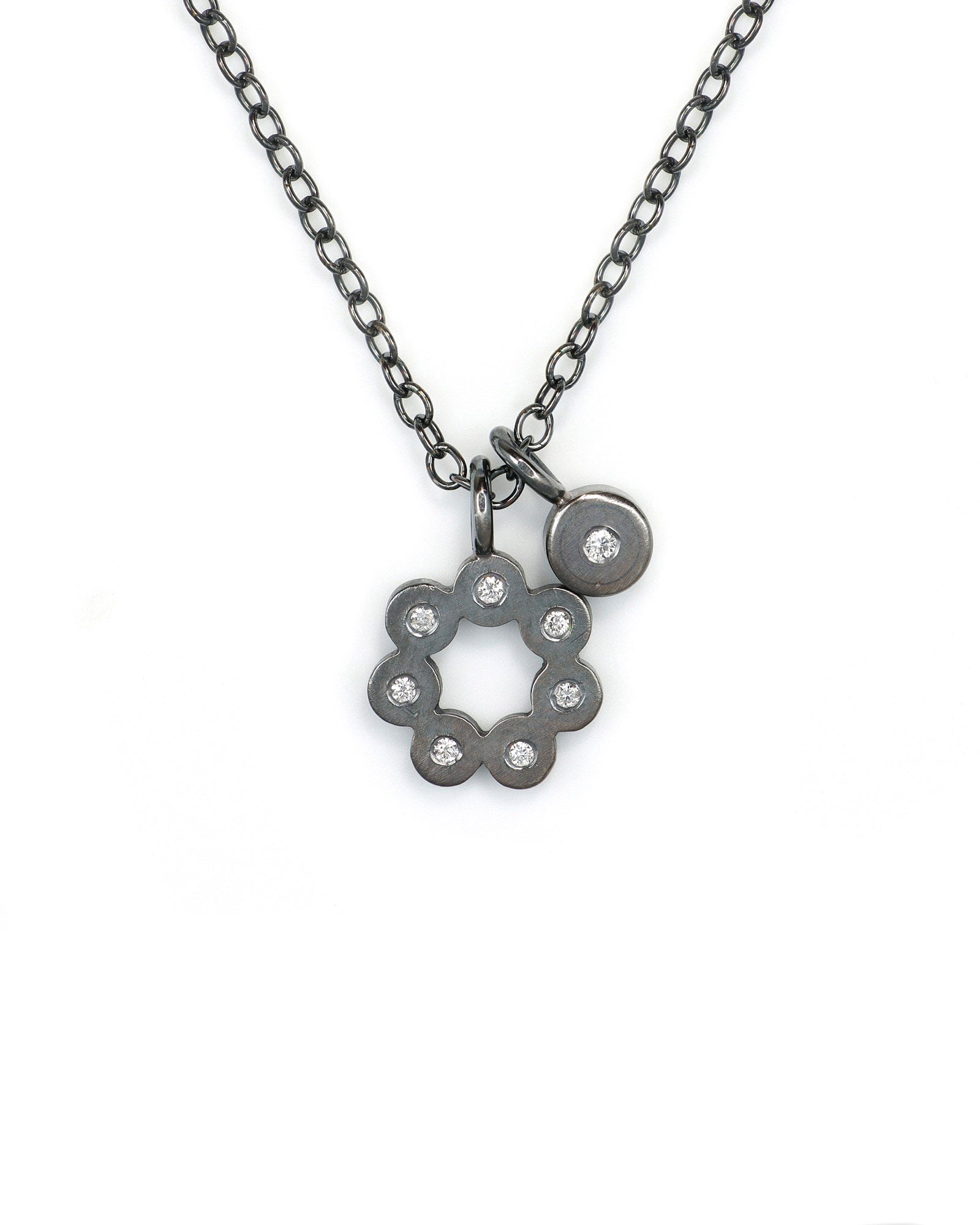 Flower and Dot Charms with Diamonds