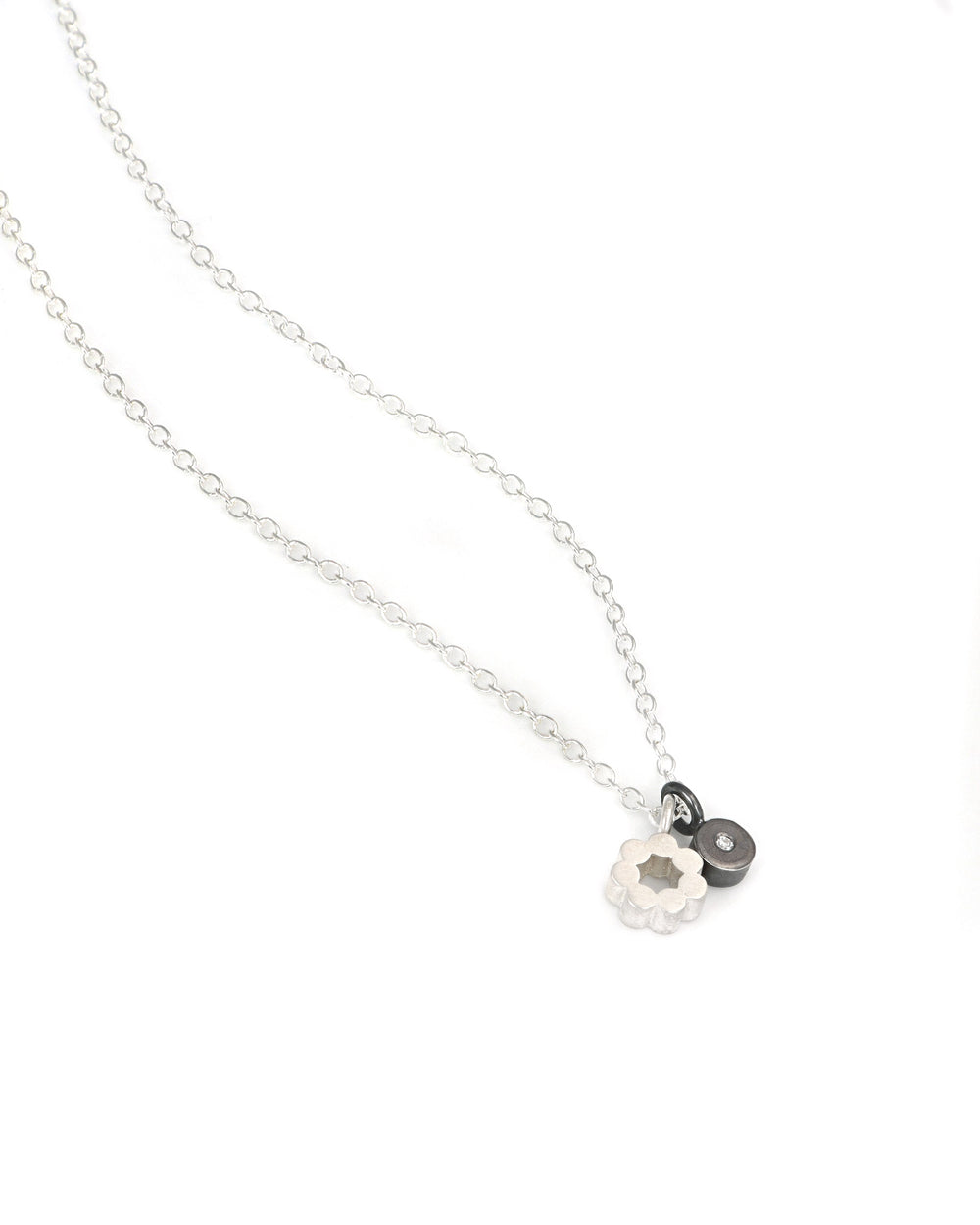 Tiny Circle + Diamond Charm Necklace