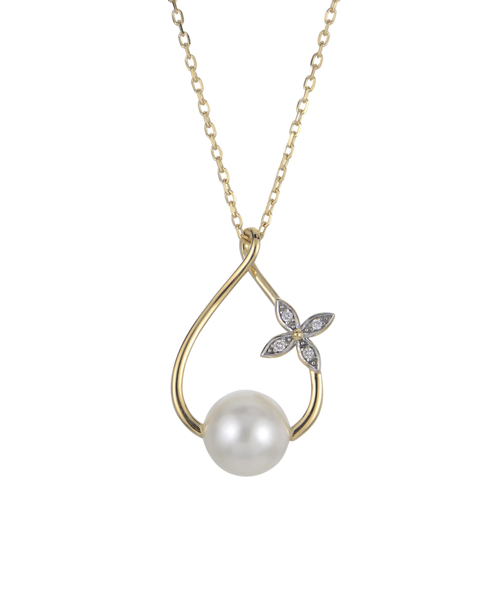 Drop Pendant with Pearl and Diamonds