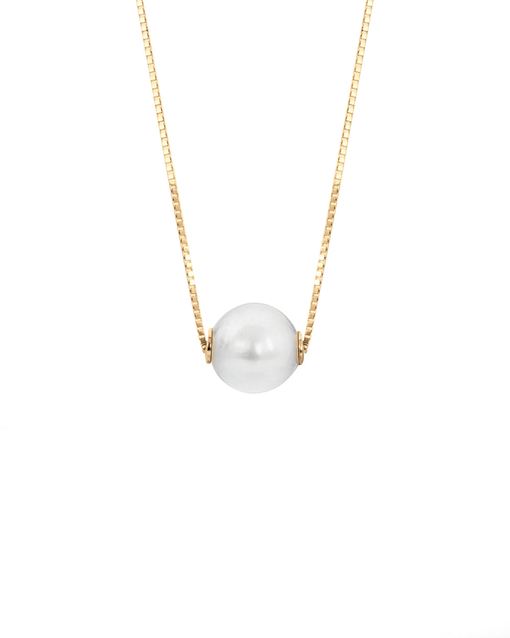 Akoya Pearl Solitaire Yellow Gold Necklace