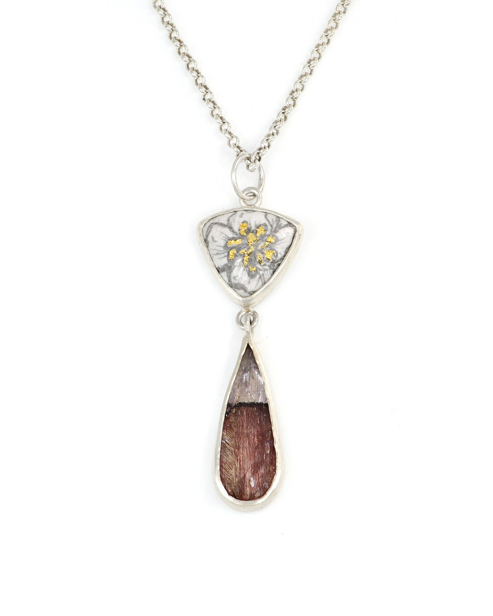 Trillion Necklace with Quartz Teardrop