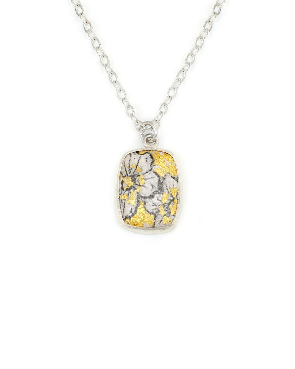Golden Cherry Blossom Rectangle Pendant