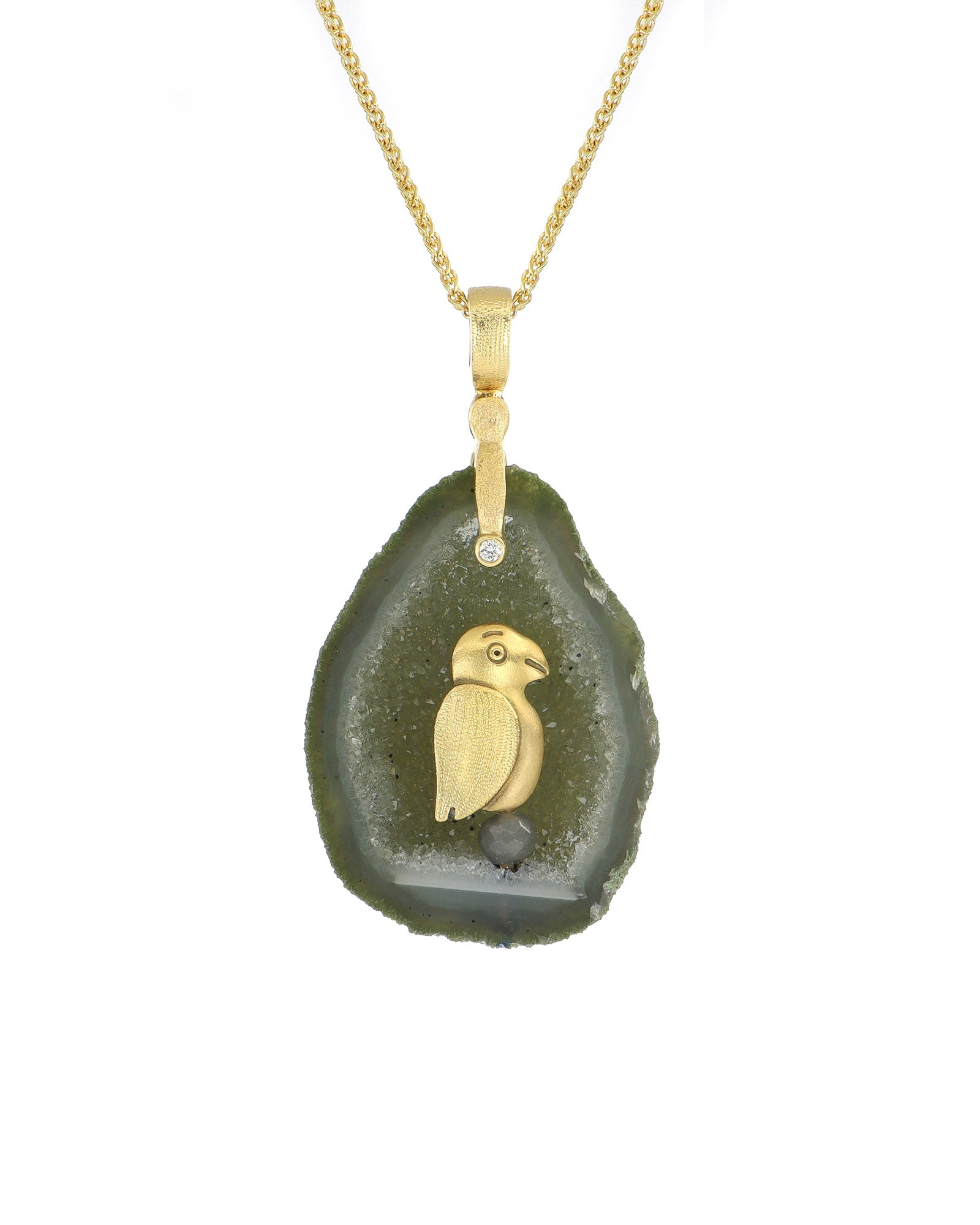 One of a Kind Geode Pendant Fable Animals and Strange Characters