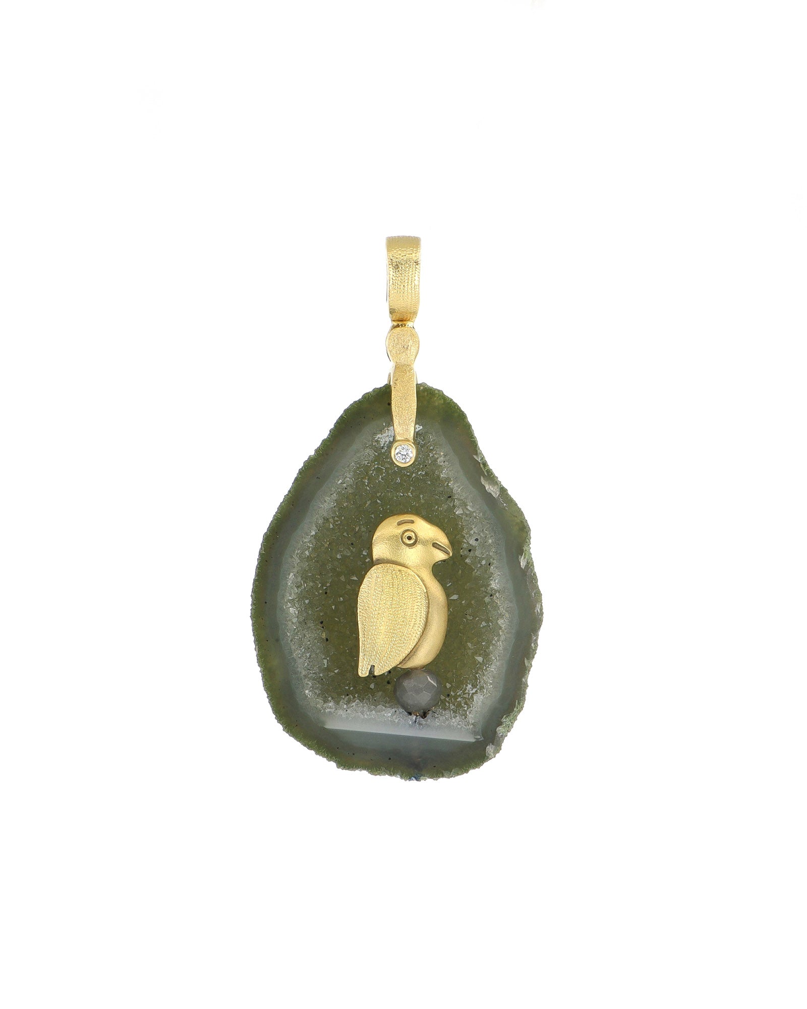 One of a Kind Geode Pendant Fable Animals and Strange Characters