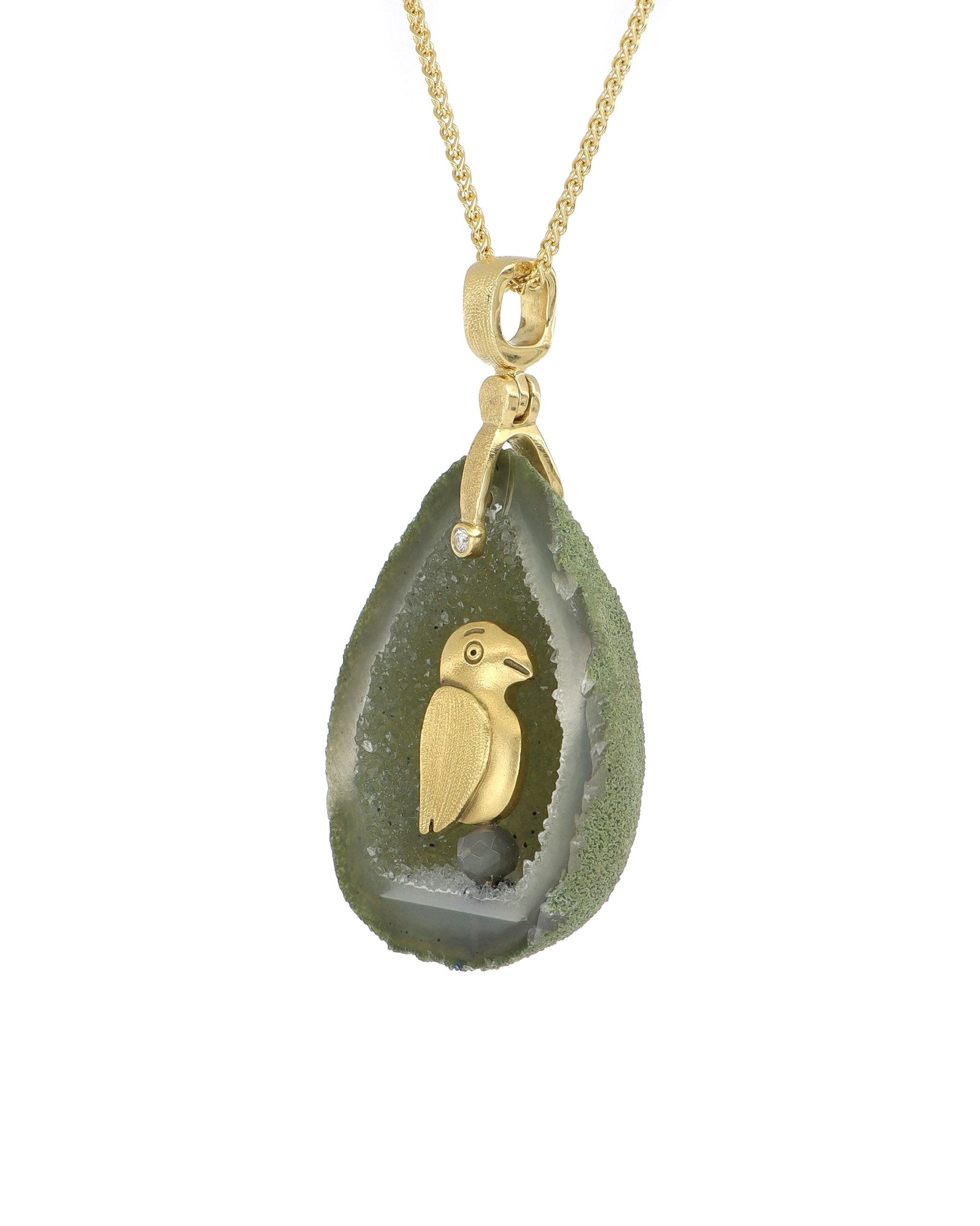 One of a Kind Geode Pendant Fable Animals and Strange Characters