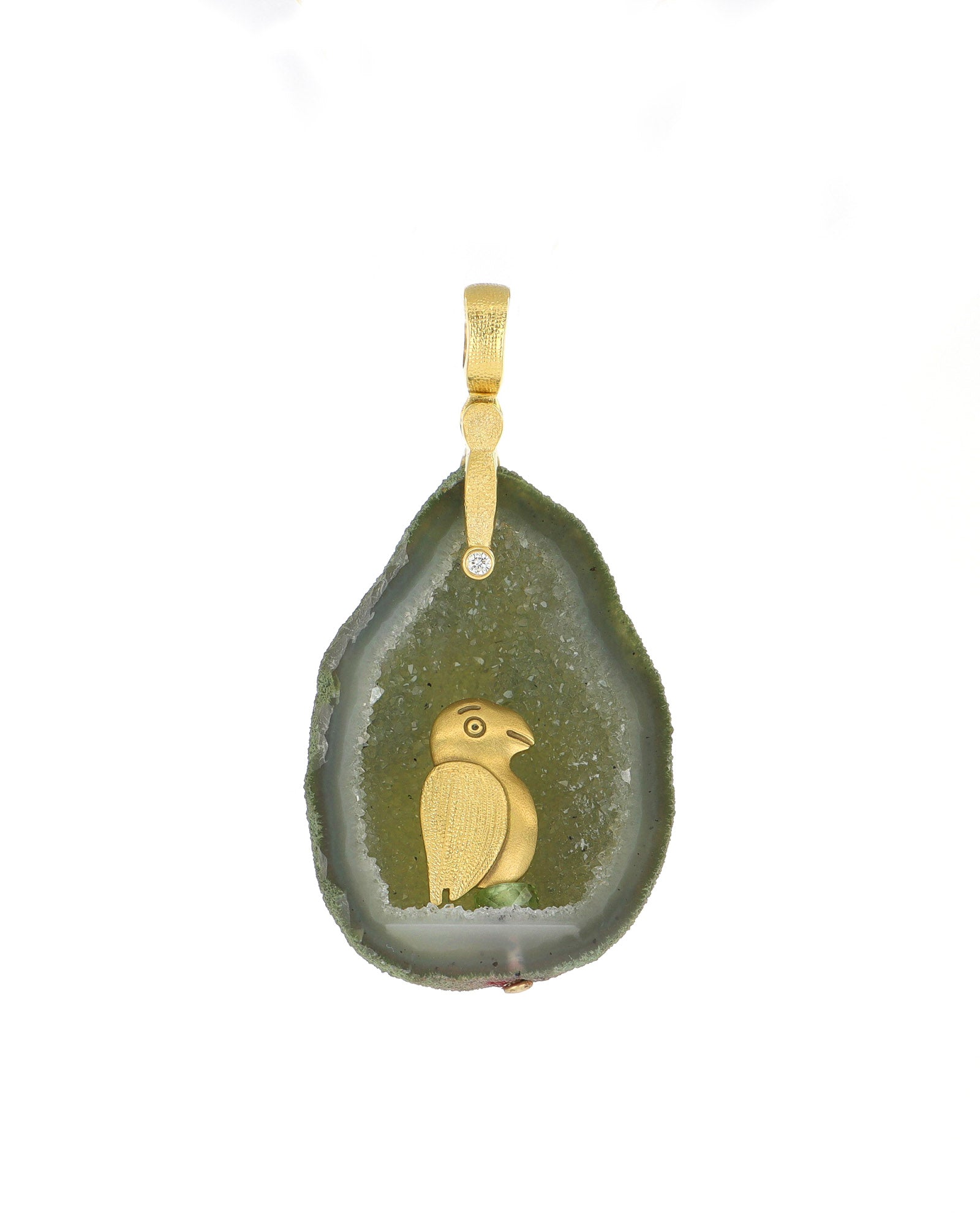 One of a Kind Geode Pendant Fable Animals and Strange Characters