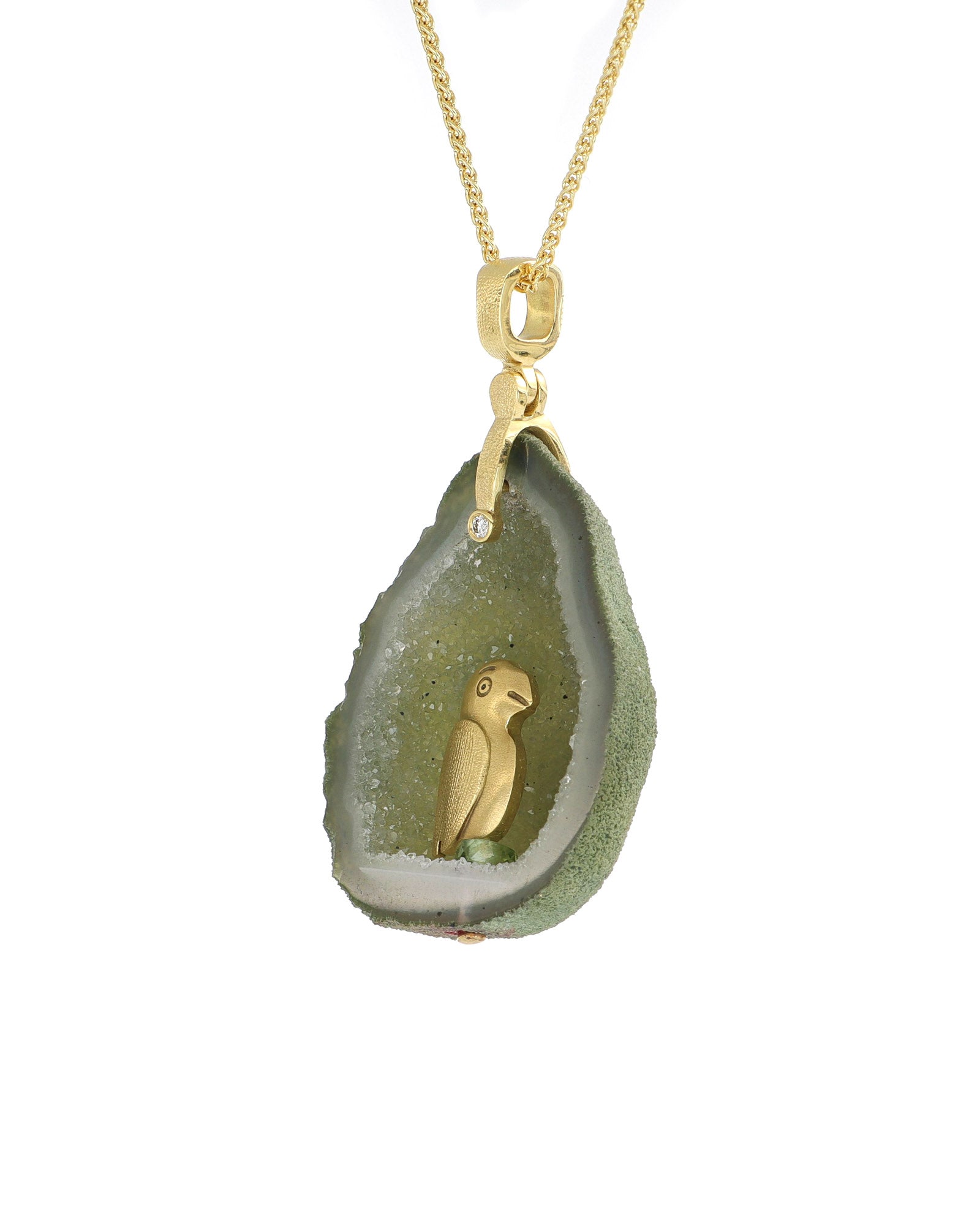 One of a Kind Geode Pendant Fable Animals and Strange Characters