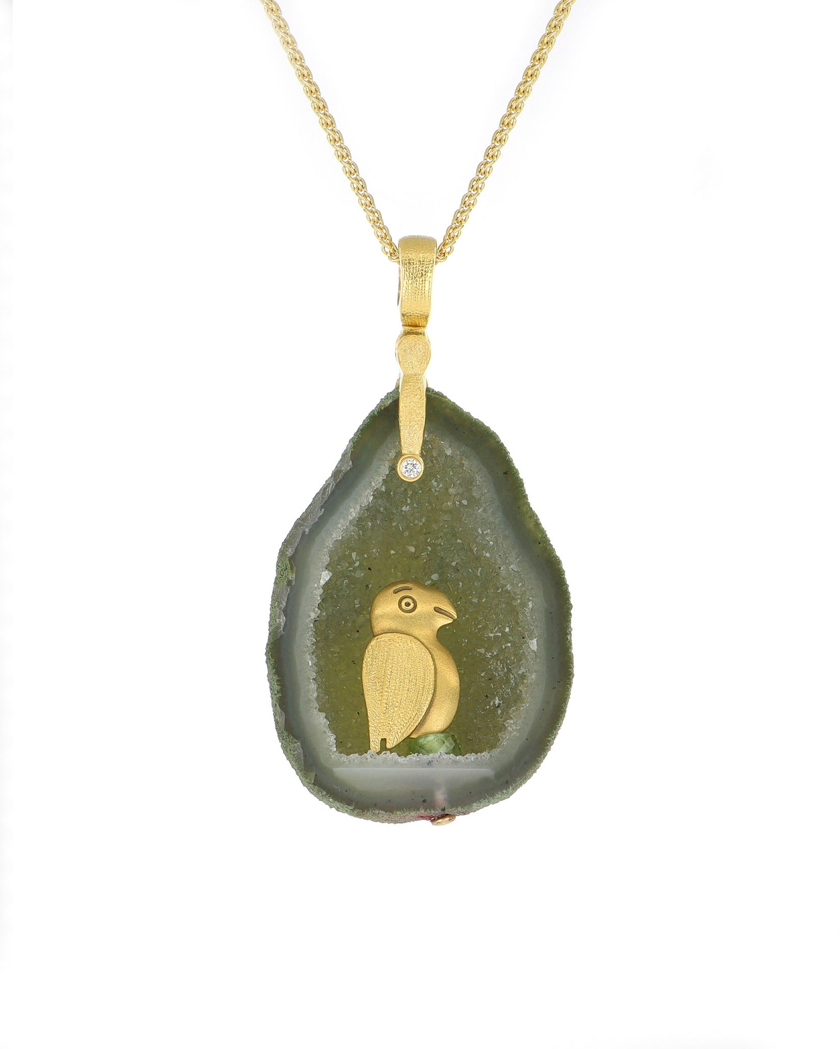 One of a Kind Geode Pendant Fable Animals and Strange Characters
