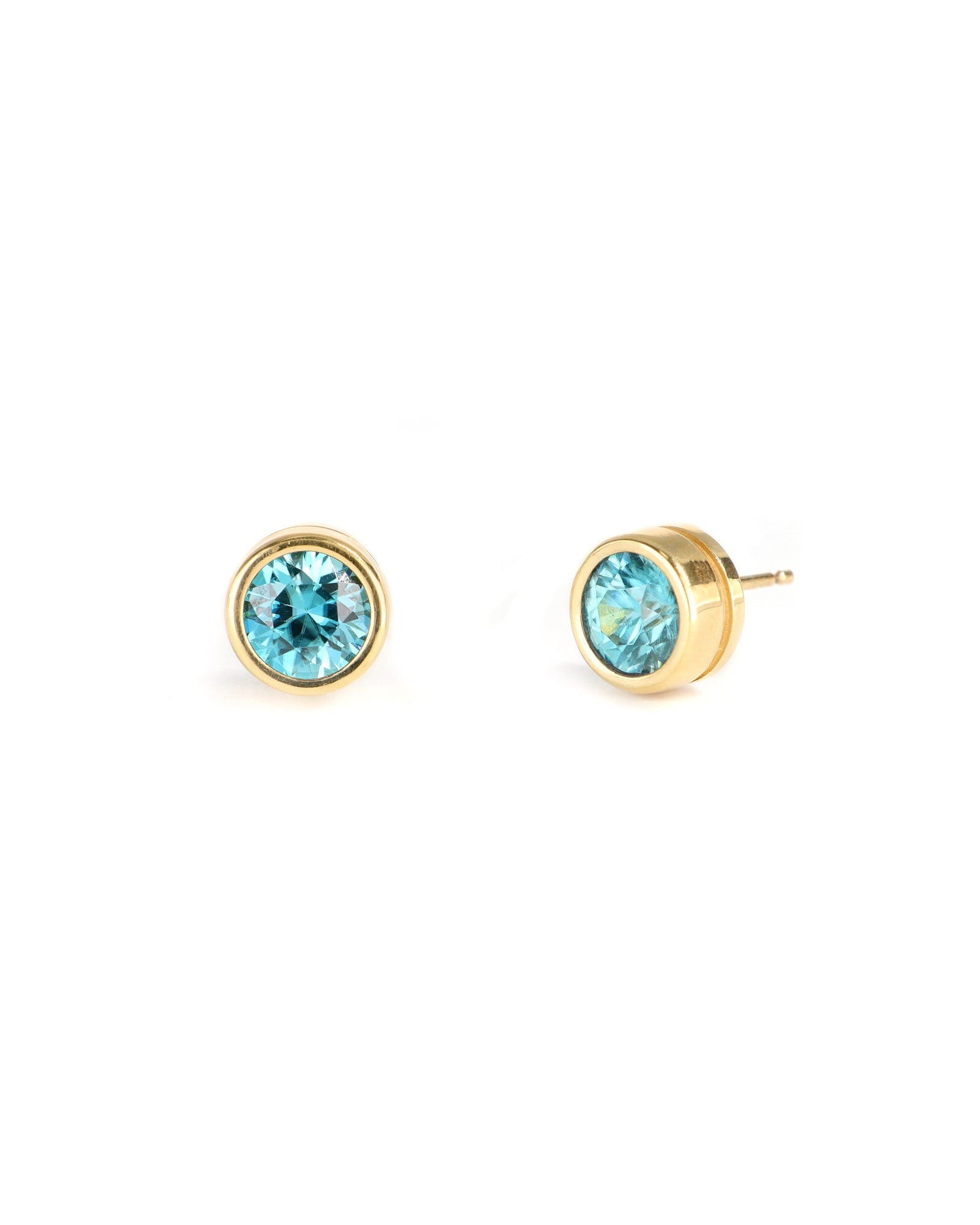 Blue Topaz Bezel Studs